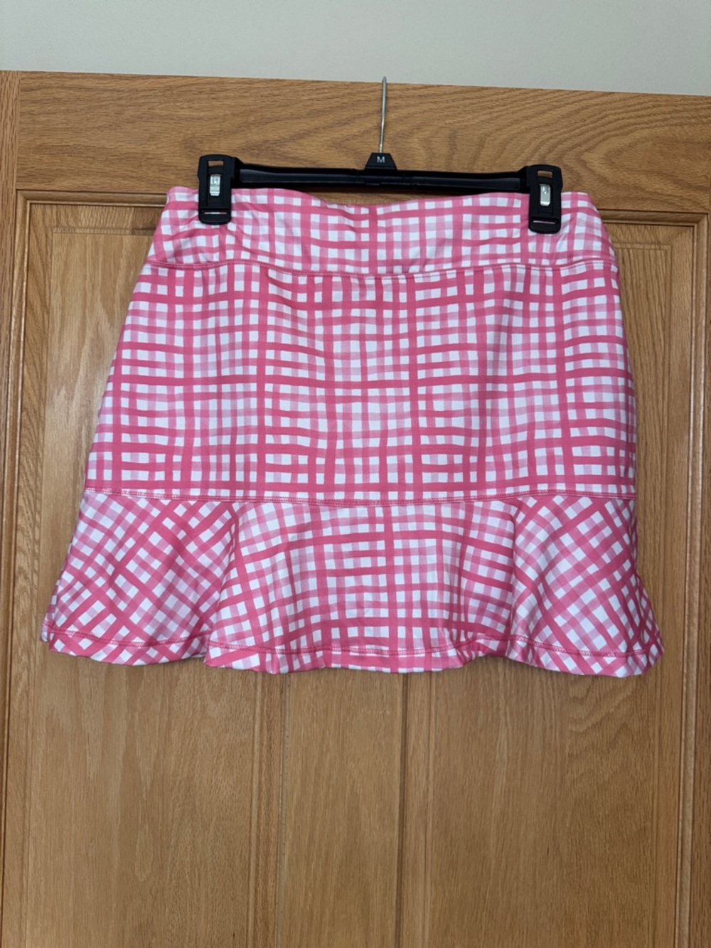 Vineyard Vines Pink and White Gingham Flounce Mini Skirt size Small